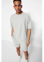  Collection Limited Edition - Grey, Wide Cut Texture Ottoman T-Shirt TMNSS23TS00081