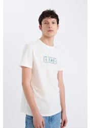 Defacto 100% Cotton Slim Fit Slim Fit Crew Neck Printed Short Sleeve T-Shirt D9356Ax25Sp
