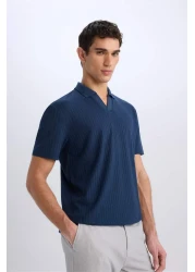Defacto تي شيرت بياقة بولو وقصة عادية وأكمام قصيرة مجعدة E1207ax25sm
