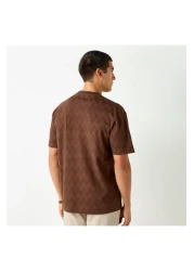 Iconic تي شيرت مزخرف برقبة دائرية وأكمام قصيرة