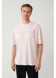 Avva Men's Light 100% Cotton Pink Crew Neck Printed T-Shirt A41Y1157