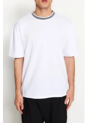  Collection Premium White Oversize/Wide Cut Knitwear Tape Textured Pique T-Shirt Tmnss23Ts00079
