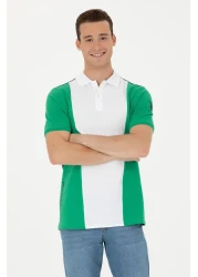 U.S. Polo Assn. تي شيرت رجالي باللون الأخضر بياقة بولو 50263396 -vr054