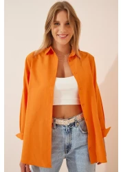 Happiness İstanbul Women's Light Orange Oversize Long Basic Shirt DD00842