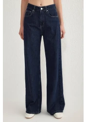  Collection Dark Blue Regular Waist Wide Leg Jeans Twoss25Je00053