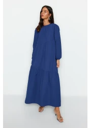  Modest Saks Gather Detailed Wide Fit Cotton Woven Dress TCTSS21EL3470