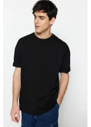  Collection Black Oversize/Wide Fit Tropical Arizona City Printed 100% Cotton T-Shirt Tmnss23Ts00164