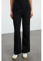  Collection Black High Waist Wide Leg/Wide Leg Pleated Woven Fabric Pants Twoaw21Pl0076