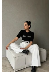 asur boutique Asur Boutique Women's Diamond Patterned Standard Size T-Shirt