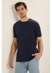  Collection Navy Blue Short Sleeve Crew Neck T-Shirt - Regular Fit TMNSS22TS0271