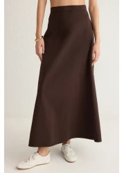  Collection Brown Flounce Maxi Denim Skirt Twoss25Et00005