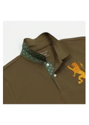 Giordano Men's 3D Lion Polo: Slim Fit, Bold Embroidery, Premium Pique