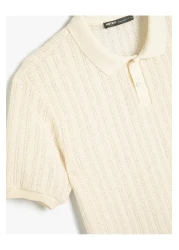 Koton Textured Short Sleeve Polo Collar T-Shirt