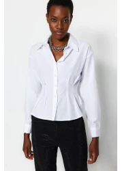  Collection قميص منسوج من القطن باللون البني الفاتح - مناسب للخصر، مناسب TWOAW24GO00186