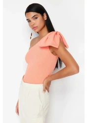  Collection Single Sleeve Bow Orange Knitwear Blouse - TPRSS22BZ0166