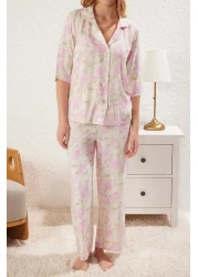  Collection طقم بيجامة منسوجة من الفيسكوز متعدد الألوان THMSS25PT00132