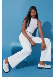  Collection جينز أبيض عالي الخصر وواسع الساق TWOSS24JE00140