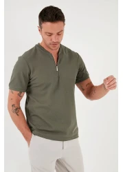 Buratti تي شيرت رجالي من القطن بقصة عادية بنصف سحاب5902653