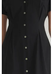  Collection فستان قميص أسود منسوج بخصر متوسط الطول TWOSS24EL00052