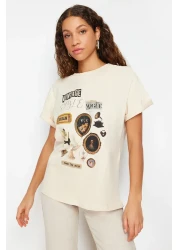  Collection Premium Stone 100% Cotton Printed Oversize/Wide Fit Crew Neck Knitted T-Shirt TWOSS23TS00282