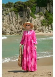 LOCCO Women's Figure Patterned Dress Fuchsia