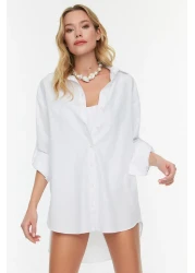  Collection قميص شاطئ منسوج باللون الأبيض موديل TBESS22GO0664