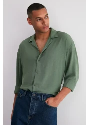  Collection قميص كتان صيفي كبير الحجم بياقة كاكي - TMNSS23GO00053