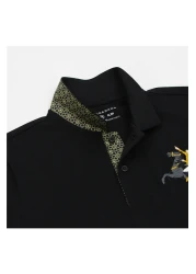 Giordano قميص بولو نابليون رجالي من القطن بأكمام قصيرة وقصة ضيقة