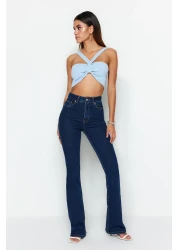  Collection Dark Blue Super High Waist Flare Jeans TWOSS23JE00064