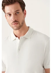 Avva تي شيرت رجالي أبيض 100% قطن يحافظ على البرودة بياقة بولو E 001004