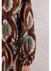  Collection Ethnic Print Maxi Woven 100% Cotton Balloon Sleeve Beach Dress Tbess25El00019