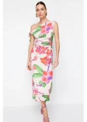  Collection Limited Edition Multicolor Floral Printed Knitted Maxi Stretchy Pencil Dress TWOSS24EL00563