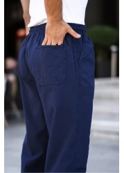 MY VİNTAGE كتان صيفي للرجال - بنطلون مريح