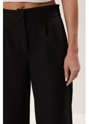  Collection Wide Leg Pleated Black Fabric Trousers - Twoss21Pl0189