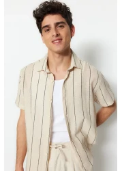  Collection قميص صيفي مخطط باللون الأسود الفاخر TMNSS23GO00063