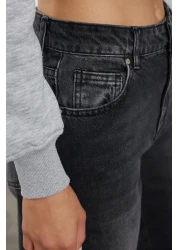  Collection جينز بالازو أسود عالي الخصر وواسع للغاية TWOAW25JE00083