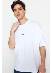  Collection Dinosaur Embroidered White Oversize Cotton T-Shirt - Tmnss23Ts00243