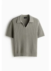 H&M Regular Fit Textured-knit Polo Shirt