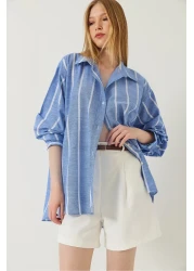 Bianco Lucci Women's Thick Striped Shirt Model: 60271026