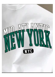 SELENA BUTİK Unisex Nyc White T-Shirt Green Shorts Top Bottom 2 Piece Set