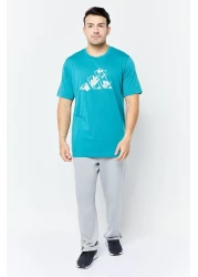 adidas تي شيرت رجالي رياضي بأكمام قصيرة مناسب للأنشطة الخارجية، لون أخضر مزرق