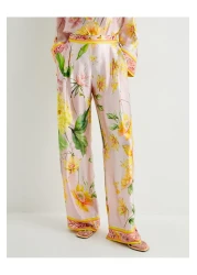 Koton X Tuba Unsal - Satin Floral Wide Leg Pants