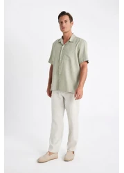 Defacto 100% Linen Relax Fit Comfortable Cut Straight Leg Summer Trousers C1117Ax24Sm