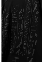 Slatra تيشيرت رجالي أسود بطبعة تطريز Eye Of Ra مقاس كبير