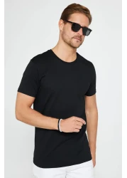 Tudors تي شيرت أسود ذو قصة ضيقة للجنسين مصنوع من القطن بنسبة 100% ورقبة دائرية