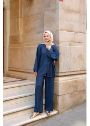 LOCCO Women's Double Breasted Collar Suit Navy Blue