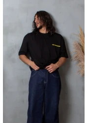 Sekizbiraltı Illusion Printed Black Premium Oversize Unisex T-Shirt