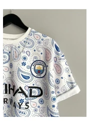 Black Sokak تيشيرت رجالي من Blacksokak باللون الأزرق والأبيض من مانشستر سيتي مقاس كبير برقبة دائرية