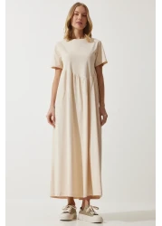 Happiness İstanbul فستان نسائي طويل محبوك برباط فانيليا MC00272