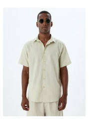 Koton Basic Short Sleeve Linen Blended Shirt